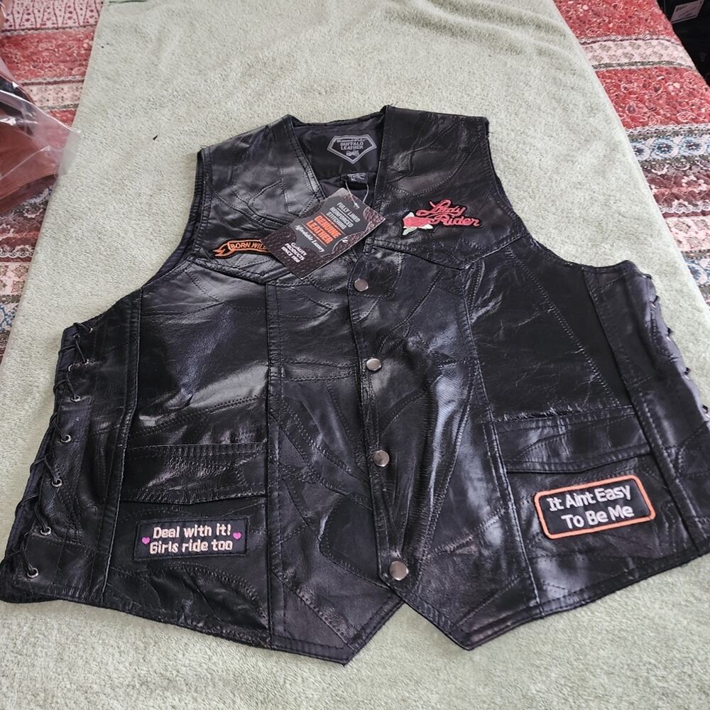 DIAMOND PLATE NWT BUFFALO LEATHER BIKER VEST